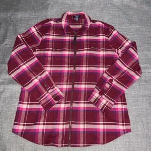 Chaps - Women’s XL, Berry colored plaid, zip up